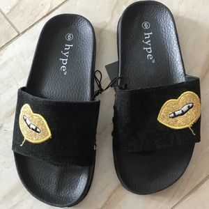 Black slide sandals